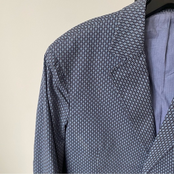 Alexander McQueen Blue Cotton Mini Skull-Print Blazer Jacket EUC Sz IT 50/US 40 - Picture 6 of 13